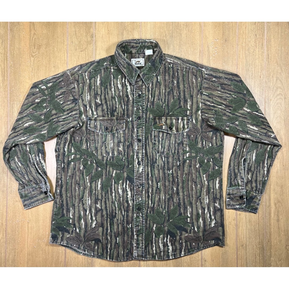 Duxbak Mens Vintage Realtree Camo Button Down Shirt Long Sleeve Heavyweight